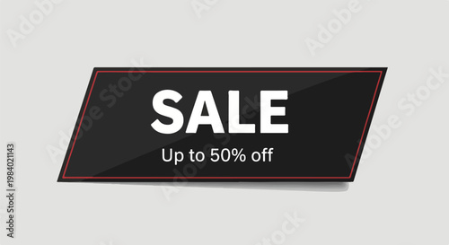 A black sale sign with white text
