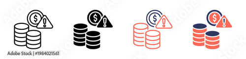 financial risk icon set multiple style collection
