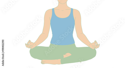 Woman in lotus position meditating peacefully.