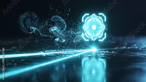 Futuristic holographic marker scanning with glowing blue light effects and dynamic motion 4k video