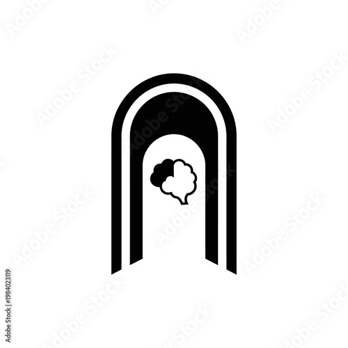Black Archway with Brain Silhouette Inside.