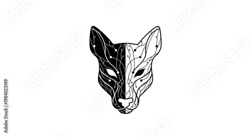 Black and white wolf mask face.