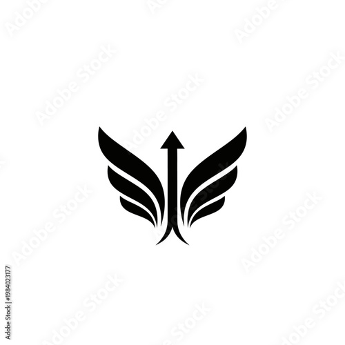 Black Arrow Wing Icon Design Element.