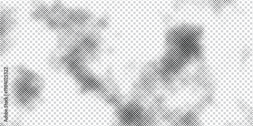 Creative basic halftone dots effect in black and white color with experimental dot placement and textured halftone gradient, creative background