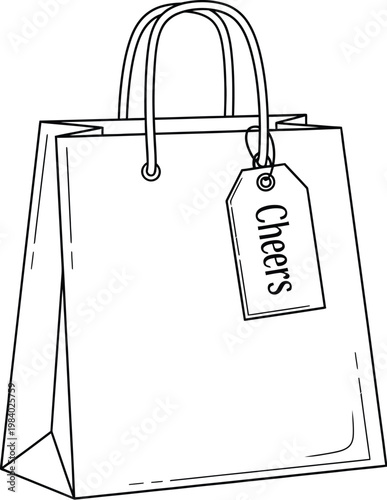 A shopping bag with a cheers tag attached to the handle nicely