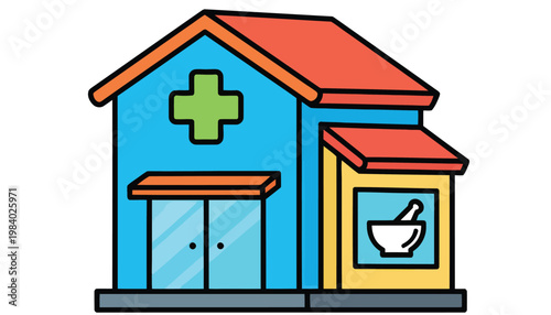 Pharmacy, Medical, Building, Icon isolated on White Background