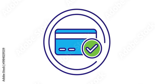 Credit card with check mark icon.