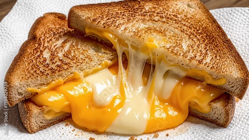 Delicious Grilled Cheese Sandwich With Gooey Melted Cheese Stretching Out