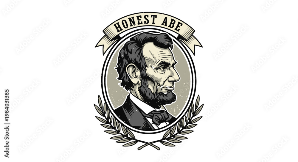 Obraz premium Lincoln Portrait Illustration Profile View.