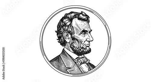Abraham Lincoln American President Portrait.