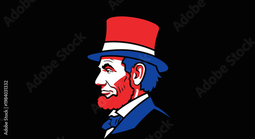 Illustration of Abraham Lincoln Profile.