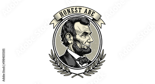 Lincoln Portrait Illustration Profile View.