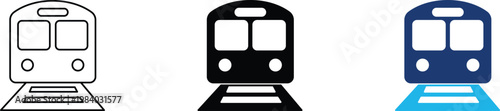 Public transport icon showing professional railway system and urban commuter train transit. Professional illustration for city infrastructure planning, logistics management, tourism travel guides.