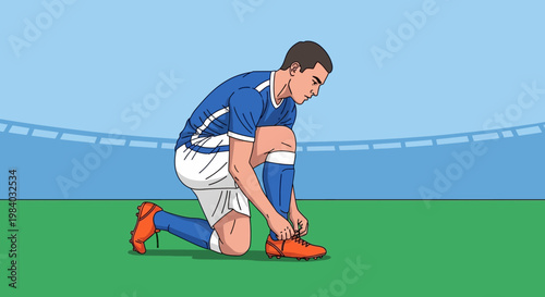 Man tying his sports shoe laces.