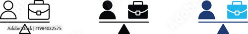 Work-life balance icon showing professional prioritization and personal wellness equilibrium. Professional illustration for human resources benefits, and employee mental health programs.