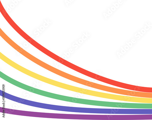 Abstract Rainbow Pride Curves, Minimalist Colorful Wavy Lines Symbol for LGBTQ Equality and Diversity, Isolated Flat Graphic