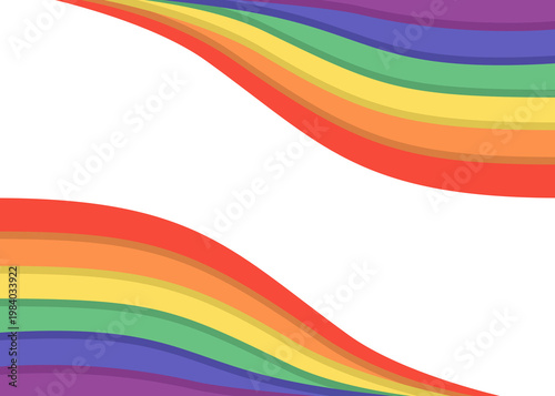 Vibrant Layered Rainbow Wavy Border Frame Illustration, Colorful Striped Pride Background, Dynamic LGBTQA Symbol Header and Footer Design Element