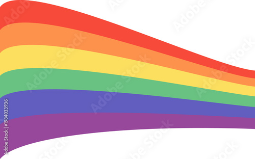 Wavy Rainbow Pride Flag Illustration, Abstract Colorful Curvy Lines Symbol for LGBTQ Equality and Diversity, Minimalist Flat Design Isolated