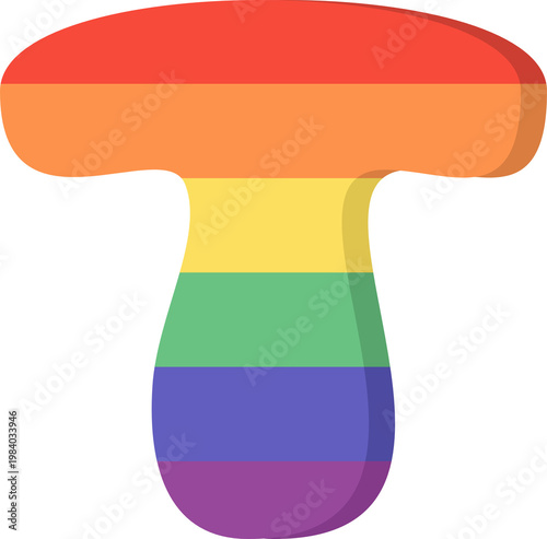 Rainbow Letter T Illustration, Soft Effect Capital Alphabet for LGBTQA Pride Month, Vibrant Colorful Initial Design Element Isolated 