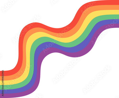 Vibrant Wavy Rainbow Lines Illustration, Colorful Striped Pride Pattern, Dynamic LGBTQA+ Symbol Design Element Isolated 