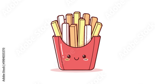 Cartoon French Fries with Smiling Face.