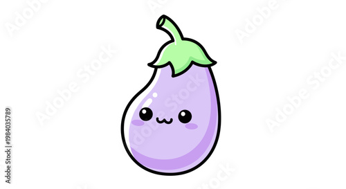 Cute cartoon purple eggplant face.