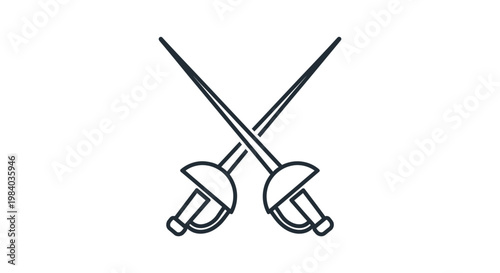 Fencing swords crossed athletic equipment.