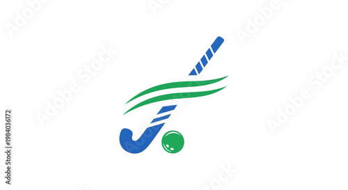 Hockey stick and ball graphic logo.