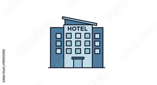 Hotel Building Architecture Design Icon.
