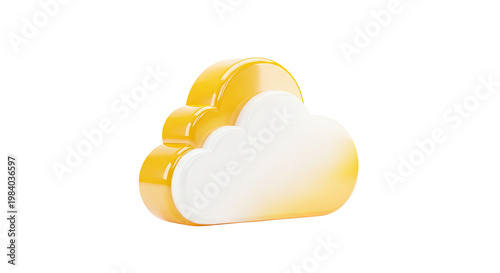 3D Rendered Yellow and White Cloud Icon