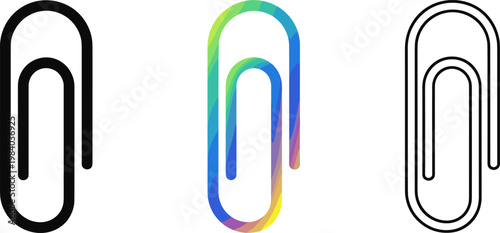 Office Paperclip Set in Black Outline and Colorful Pattern Styles