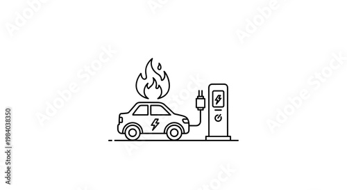 Electric Car Charging With Flames