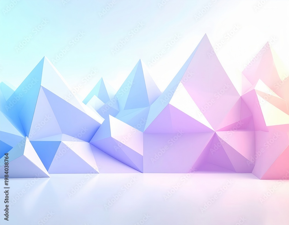 Fototapeta premium Abstrakcyjne geometryczne kształty 3D w pastelowych odcieniach, tworzące futurystyczny krajobraz.