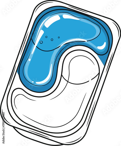 Vector graphic illustration of a blue and white gel pack design