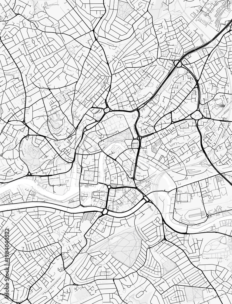 Obraz premium Bristol City Map. Minimalist black and white line art poster for printing, wallpaper, wall art, and map resources for home and office decor