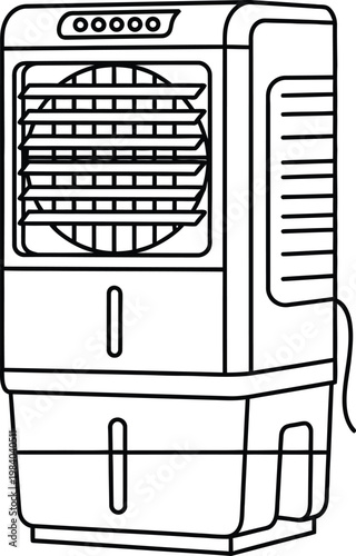 Vector illustration of a portable evaporative air cooler for home or office use
