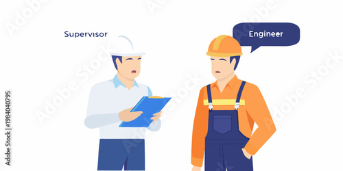 A supervisor and engineer discussing work on a construction site