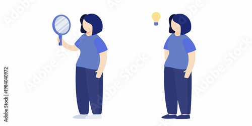 Illustration depicting self reflection and the emergence of a bright idea