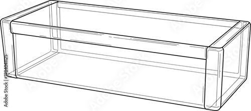 Transparent rectangular plastic storage box with lid vector illustration