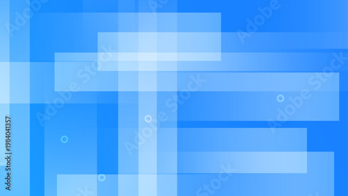 Modern blue abstract background with translucent white horizontal shapes and glowing light points