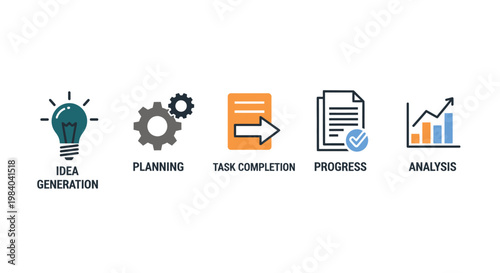Business icons for planning and analysis.