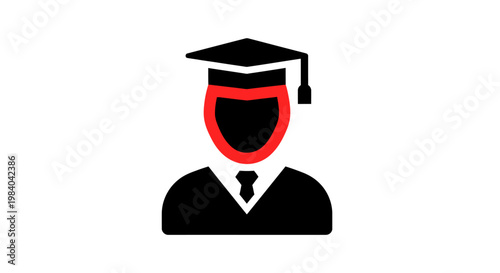 Graduate Student Wearing Cap Gown.