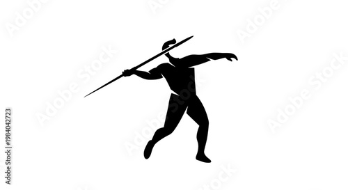 Man throwing javelin in motion silhouette.