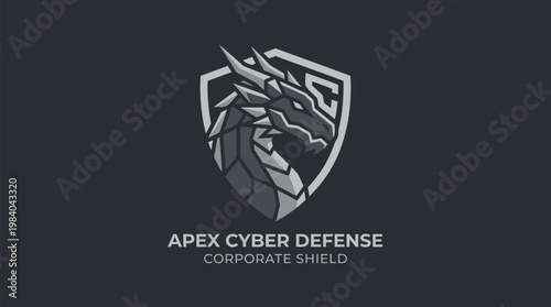 Apex Cyber Defense Corporate Shield Logo featuring a stylized dragon head within a shield emblem.