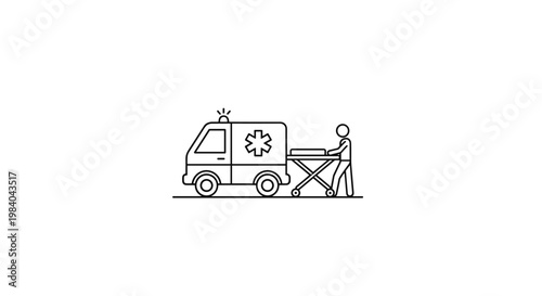 Ambulance With Stretcher And Paramedic