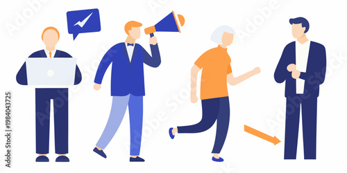 People communicating and sharing information through various methods and devices