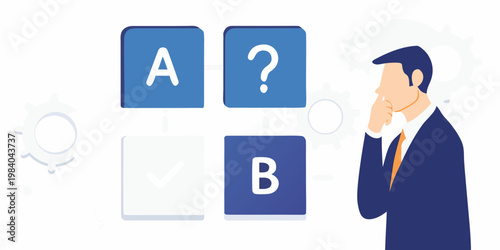 Man contemplating a multiple choice question with options a b and unknown
