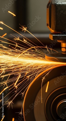Metal Grinding Sparks - Precision Industrial Manufacturing Process.