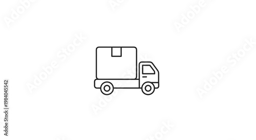 Line Art Delivery Truck With Box