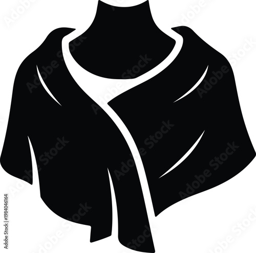 Silhouette elegant fashion woman shawl wrap accessory garment isolated vector design